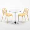 Valkoinen pyöreä pöytä 70x70 cm ja kaksi tuolia Gelateria Long Island Mitat