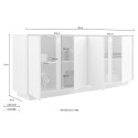 Moderni kiiltävän valkoiseksi lakatut 4-oviset Connie Ice -lipastot 180cm olohuoneeseen Varasto