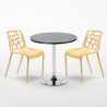 Musta pyöreä pöytä 70x70 cm ja kaksi tuolia Gelateria Cosmopolitan Malli