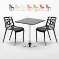 Musta neliönmallinen pöytä 70x70 cm ja kaksi tuolia Gelateria Mojito Tarjous