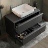 Mobiilinen maanvarainen ripustettava moderni kylpyhuone, musta, 2 laatikkoa, Bloom 79 Mitat