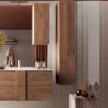 Siirrettävä moderni puinen kylpyhuoneen kaappi, jossa on yksi roikkuva hylly ja ovi. Tarjous