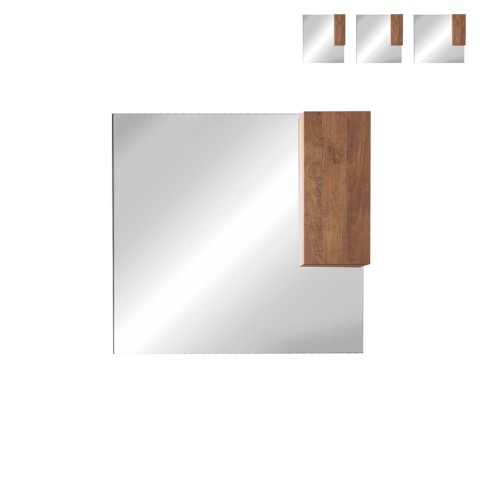 Kylpyhuoneen seinäpeili LED-valolla ja Aralia-puinen ripustushylly yhdellä ovealla Tarjous
