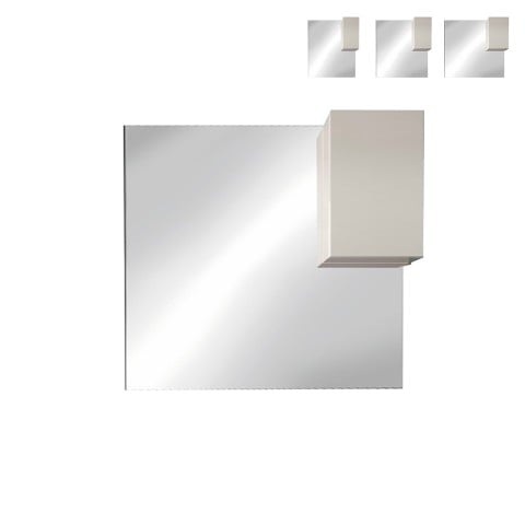 Kylpyhuoneen kaappi, jossa yksi valkoisella kiiltävällä ovella ja LED-valolla varustettu pylväs Riva. Tarjous