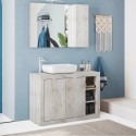 Kaksiovinen moderni valkoinen puinen lattiamallinen kylpyhuonekaappi, jossa on Griff pesuallas. Alennusmyynnit
