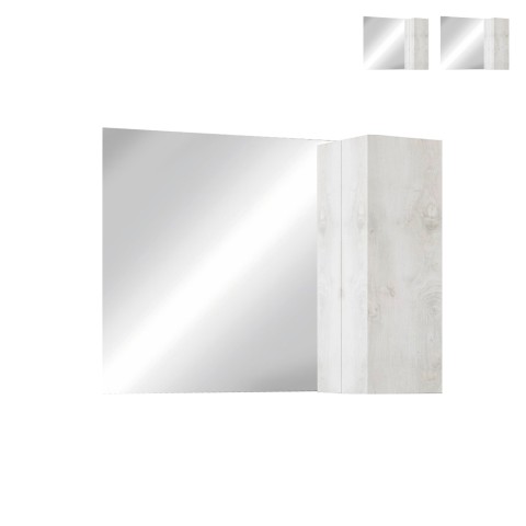 Kylpyhuoneen peilikaappi LED-valolla ja valkoisella puupilarilla Evin Tarjous