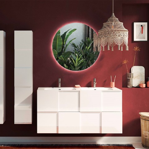 Kannettava kylpyhuone, jossa kaksoisaltaat, kaksi vetoalustaa ja kiiltävä valkoinen pinta Feel S Dama Tarjous