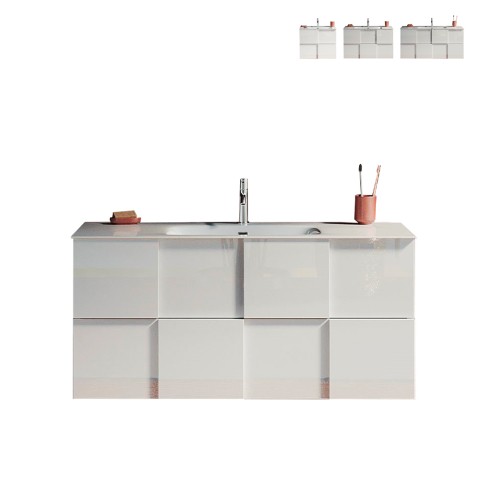 Kylpyhuonekalusteet - Kiiltävä valkoinen seinälaatikosto pesualtaalla ja 3 laatikolla Gambit Dama Tarjous