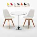 Valkoinen pyöreä pöytä 70x70 cm ja kaksi tuolia Nordica Long Island Tarjous