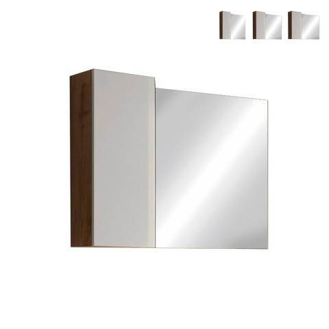 Kylpyhuoneen peilikaappi pilar BW 1 ovi johtavalla LED-valolla valkoinen tammen puu Tarjous