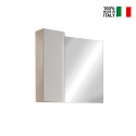 Kylpyhuoneen LED-valolla varustettu peilikaappi, 1-oven pilarimalli, valkoinen-harmaa Pilar BC. Malli