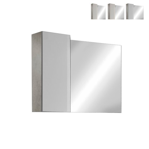 Kylpyhuoneen LED-valolla varustettu peilikaappi, 1-oven pilarimalli, valkoinen-harmaa Pilar BC. Tarjous
