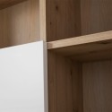 Moderni tammi olohuoneen kirjahylly valkoisilla kiiltävillä ovilla Sharon Alennukset