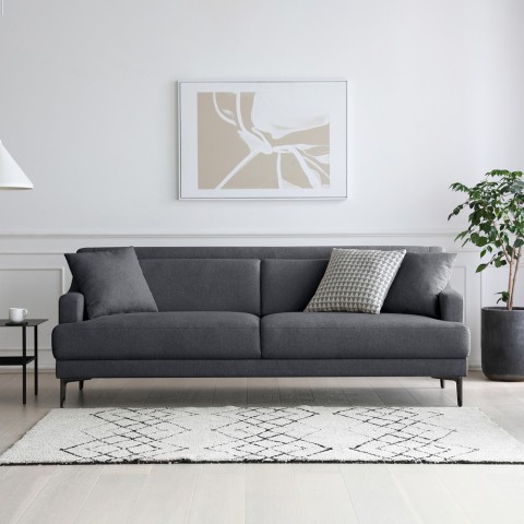 Mukava 3-paikkainen sohva, jonka designissa on metallijalat ja 200 cm musta Egbert-kangas. Tarjous