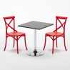Musta neliönmallinen pöytä 70x70 cm ja kaksi tuolia Vintage Mojito Varasto