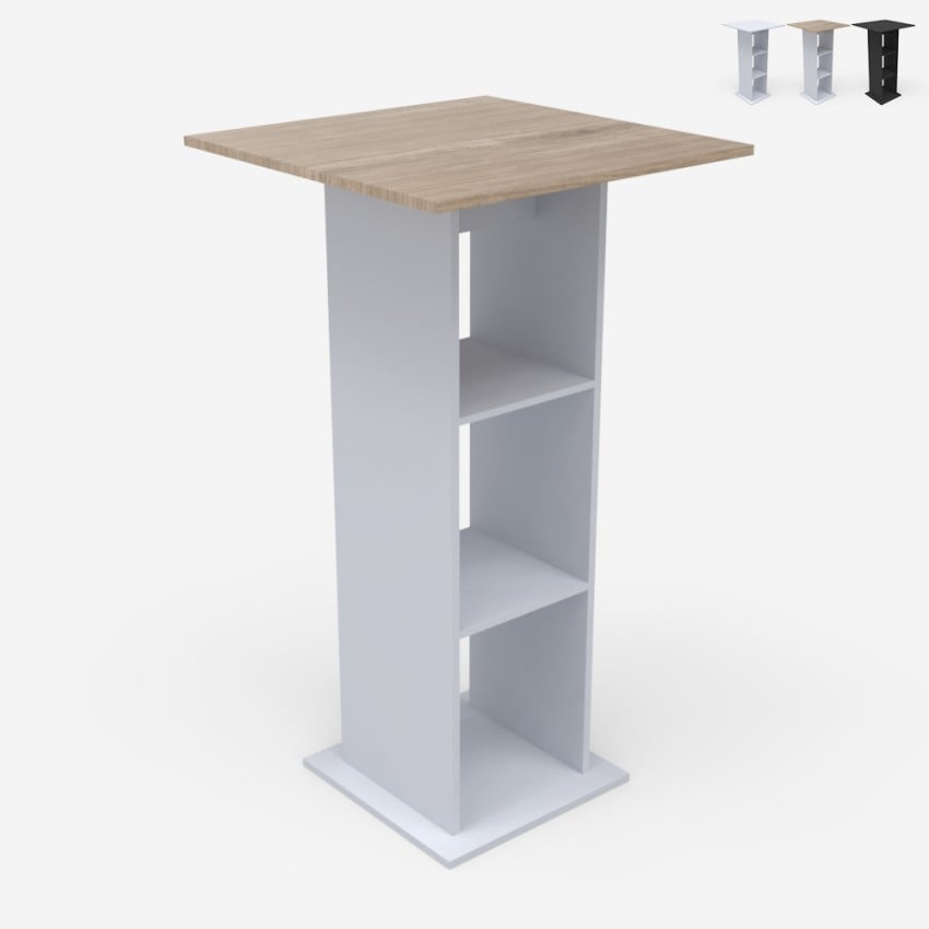 Ruokapöytä Tavolino, korkeat baaripöydät, 3 hyllyä, 60x60cm Sunet Tarjous