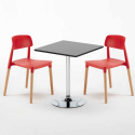 Musta neliönmallinen pöytä 70x70 cm ja kaksi tuolia Barcellona Mojito Mitat