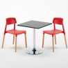 Musta neliönmallinen pöytä 70x70 cm ja kaksi tuolia Barcellona Mojito Mitat