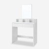 Valkoinen moderni meikkipöytä, jossa on 2 laatikkoa ja peili Lena. Myynti
