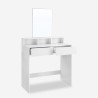 Valkoinen moderni meikkipöytä, jossa on 2 laatikkoa ja peili Lena. Alennusmyynnit