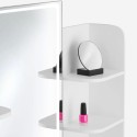 Meikkipöytä LED-valoilla, peilillä, laatikolla ja Astrid-valkoisella jakkaralla Valinta