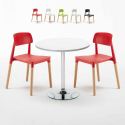 Valkoinen pyöreä pöytä 70x70 cm ja kaksi tuolia Barcellona Long Island Tarjous