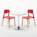 Valkoinen pyöreä pöytä 70x70 cm ja kaksi tuolia Barcellona Long Island Varasto