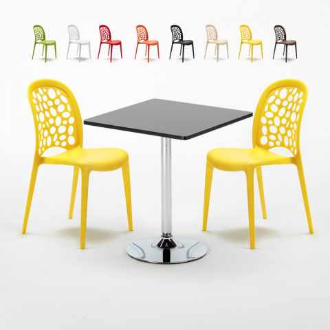 Valkoinen neliönmallinen pöytä 70x70 cm ja kaksi tuolia WEDDING Mojito