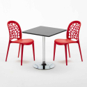 Valkoinen neliönmallinen pöytä 70x70 cm ja kaksi tuolia WEDDING Mojito 