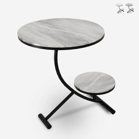 Tavolino sälepöytä muotoilu metalli ja marmori 2 hyllyä 50x50cm Marpes XL Tarjous