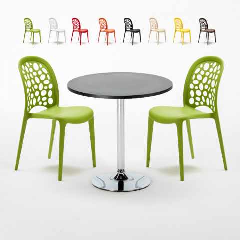 Musta pyöreä pöytä 70x70 cm ja kaksi tuolia WEDDING Cosmopolitan Tarjous