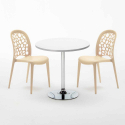 Valkoinen pyöreä pöytä 70x70 cm ja kaksi tuolia WEDDING Long Island Mitat