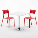 Valkoinen neliönmallinen pöytä 70x70 cm ja kaksi tuolia Parisienne Cocktail Valinta