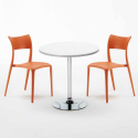 Valkoinen pyöreä pöytä 70x70 cm ja kaksi tuolia Parisienne Long Island Malli