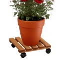 Kasvien ja kukkien puinen kukkaruukkukärry 30x30cm pyörillä Videl QS Myynti