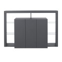 Credenza 3 ovia moderni kirjahylly lasihyllyillä 150x40x100cm Allen Mitat