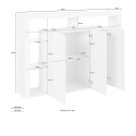 Credenza 3 ovia moderni kirjahylly lasihyllyillä 150x40x100cm Allen Hinta