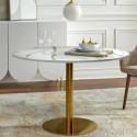 Pyöreä tulppaanityylinen ruokapöytä Monika+, 120 cm, marmorikuviointi, kulta Myynti
