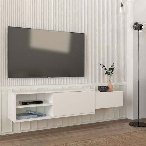 Seinälle kiinnitettävä TV-taso Dione, 2 valkoista ovea, 160x30x33 cm Tarjous
