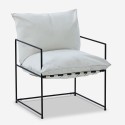 Moderni, minimalistisesti muotoiltu nojatuoli Alaska, tekstiiliä ja metallia, musta Varasto