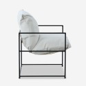 Moderni, minimalistisesti muotoiltu nojatuoli Alaska, tekstiiliä ja metallia, musta Valinta