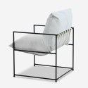Moderni, minimalistisesti muotoiltu nojatuoli Alaska, tekstiiliä ja metallia, musta Malli