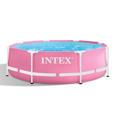 Pyöreä maanpäällinen uima-allas Intex Pink Metal Frame 28292, 244 x 76 cm pinkki Tarjous