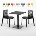 Neliönmallinen musta pöytä 60x60 cm ja 2 värikästä tuolia Gruvyer Licorice Tarjous