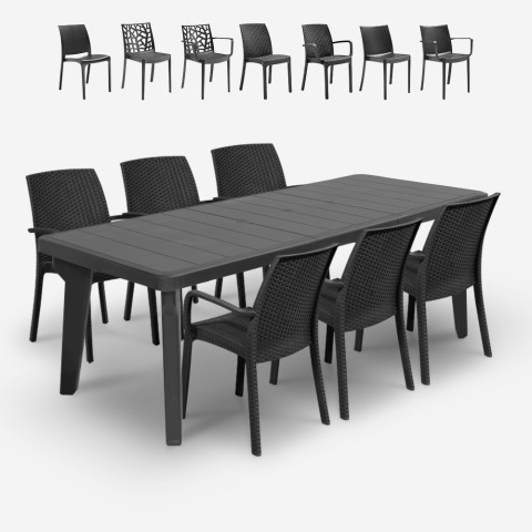 Musta ulkokalustesetti Liri Dark, jatkettava pöytä 160–220 cm + 6 tuolia Tarjous