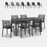 Musta rottinki-ilmeinen ulkokalustesetti Meloria Dark, pöytä 150x90 cm + 6 tuolia Valinta