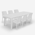 Valkoinen ulkokalustesetti Liri Light, jatkettava pöytä 160–220 cm + 6 tuolia Myynti
