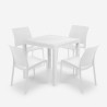 Valkoinen rottinki-ilmeinen ulkokalustesetti Nisida Light, pöytä 80x80 cm + 4 tuolia Myynti