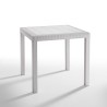 Valkoinen rottinki-ilmeinen ulkokalustesetti Nisida Light, pöytä 80x80 cm + 4 tuolia 