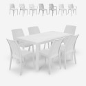 Valkoinen rottinki-ilmeinen ulkokalustesetti Meloria Light, pöytä 150x90 cm + 6 tuolia Tarjous